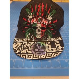 Top‎ Level Snapback Hat Skull Graphic Design Black Adjustable Cap Headwear